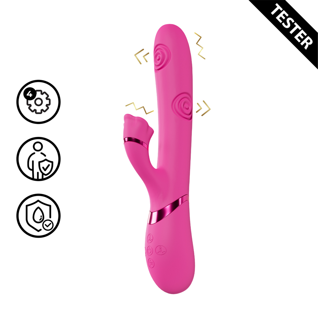 Fiore – G-Spot Air Wave Vibrerende en Kloppende Flared Clitorale Stimulator – Roze – Tester