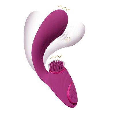 Gen - Triple Motor G-Spot Vibrator with Pulse Wave and Vibrating Bristles - Pink