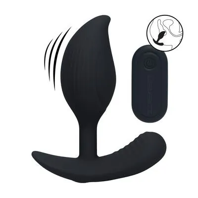 Remote Control Vibrating Liquid Silicone Anal Plug - Black