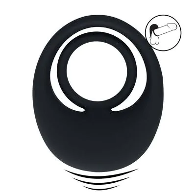 Vibrating Liquid Silicone Cock and Ball Ring - Black