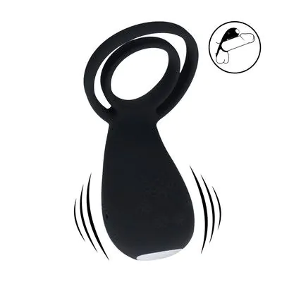 Vibrating Cock and Ball Ring with Paw Stimulator - Black
