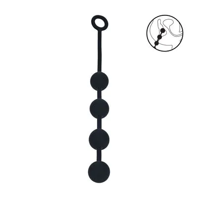 Round Silicone Anal Balls - L - 40mm - Black
