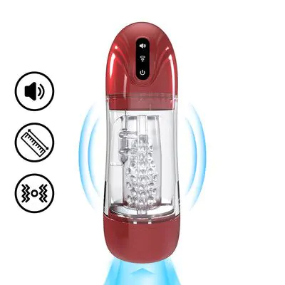 SonicPull - Suction and Vibration Masturbator Pump - Multimedia Enhanced - Metallic Red