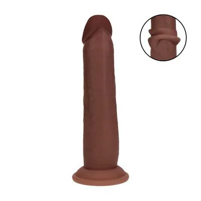 Dual Density Silicone Realistic Sliding Skin Dildo - 8" / 20,5 cm - Brown