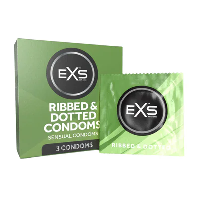 EXS Ribbed and Dotted - Condoms - 3 Pieces