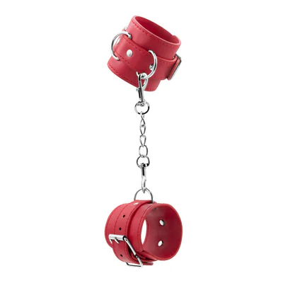 Bondage Love - Leather Handcuffs - Red