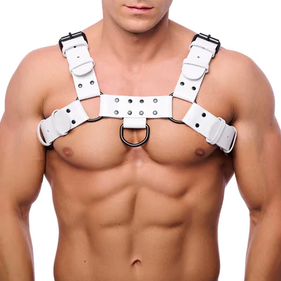 Bulldog Leather Harness - L/XL - White