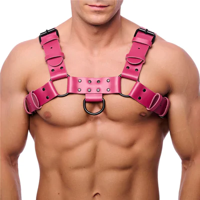 Bulldog Leather Harness - S/M - Pink
